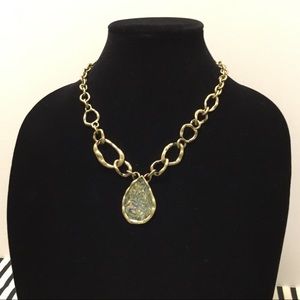 Brutalist Necklace w/ Oil Slick Teardrop Pendant
